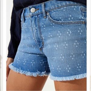 Punched Cut Off Denim Shorts In Botanic Blue Wash